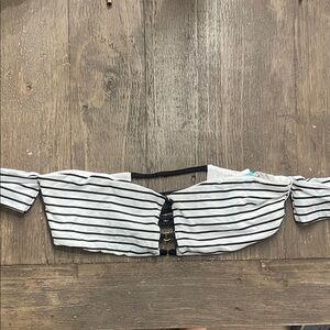 Beach Bunny Black and White Striped Bikini Top